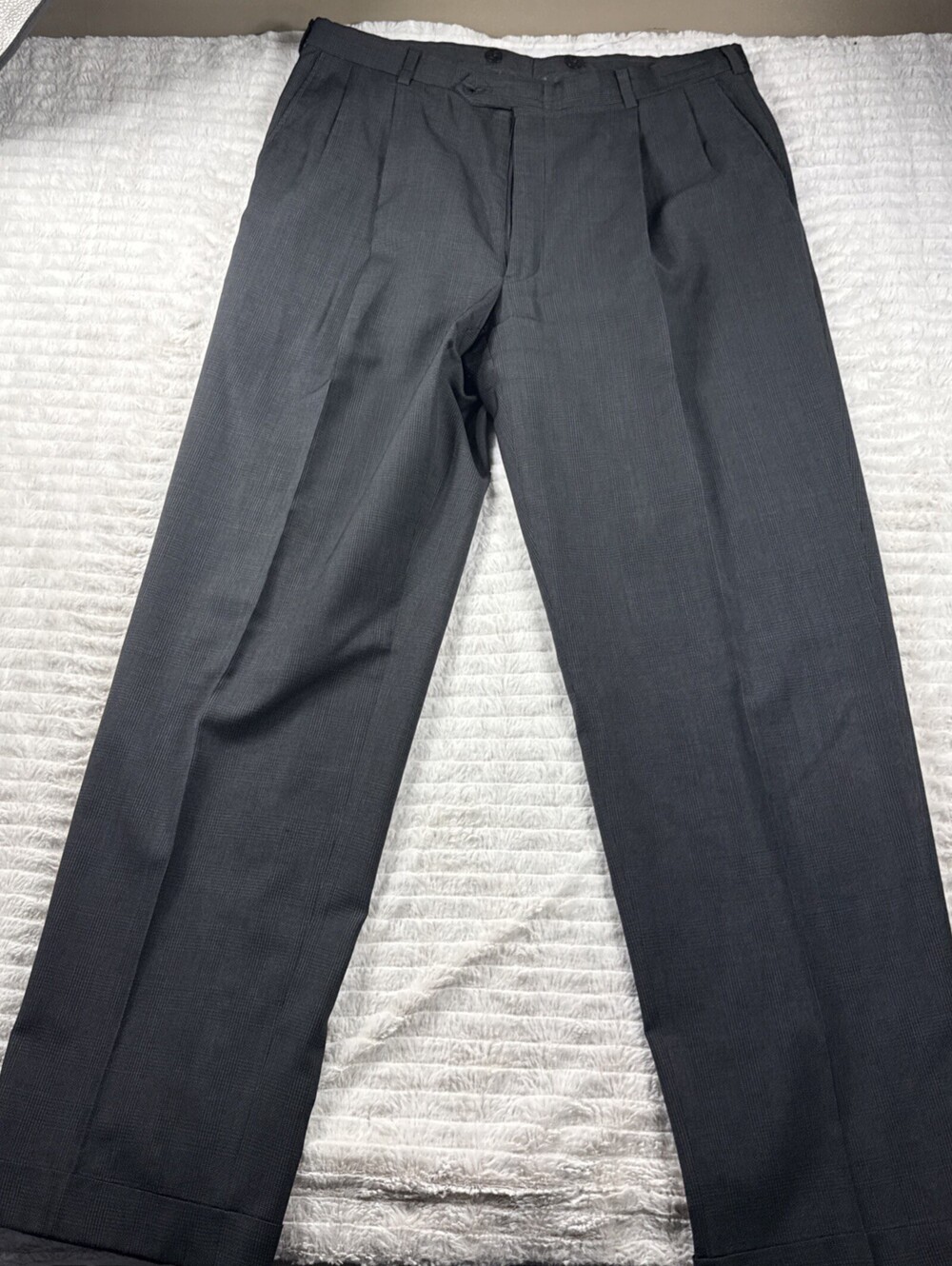 Burberry Pants Men VTG Black Classic Fit‎ Wool Dress Trousers Made Italy 36x34